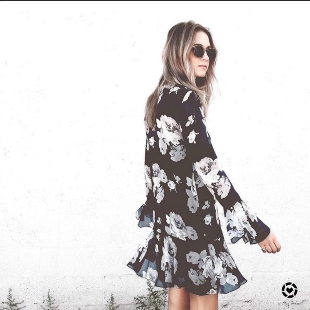 Theory silk floral blue and white dress